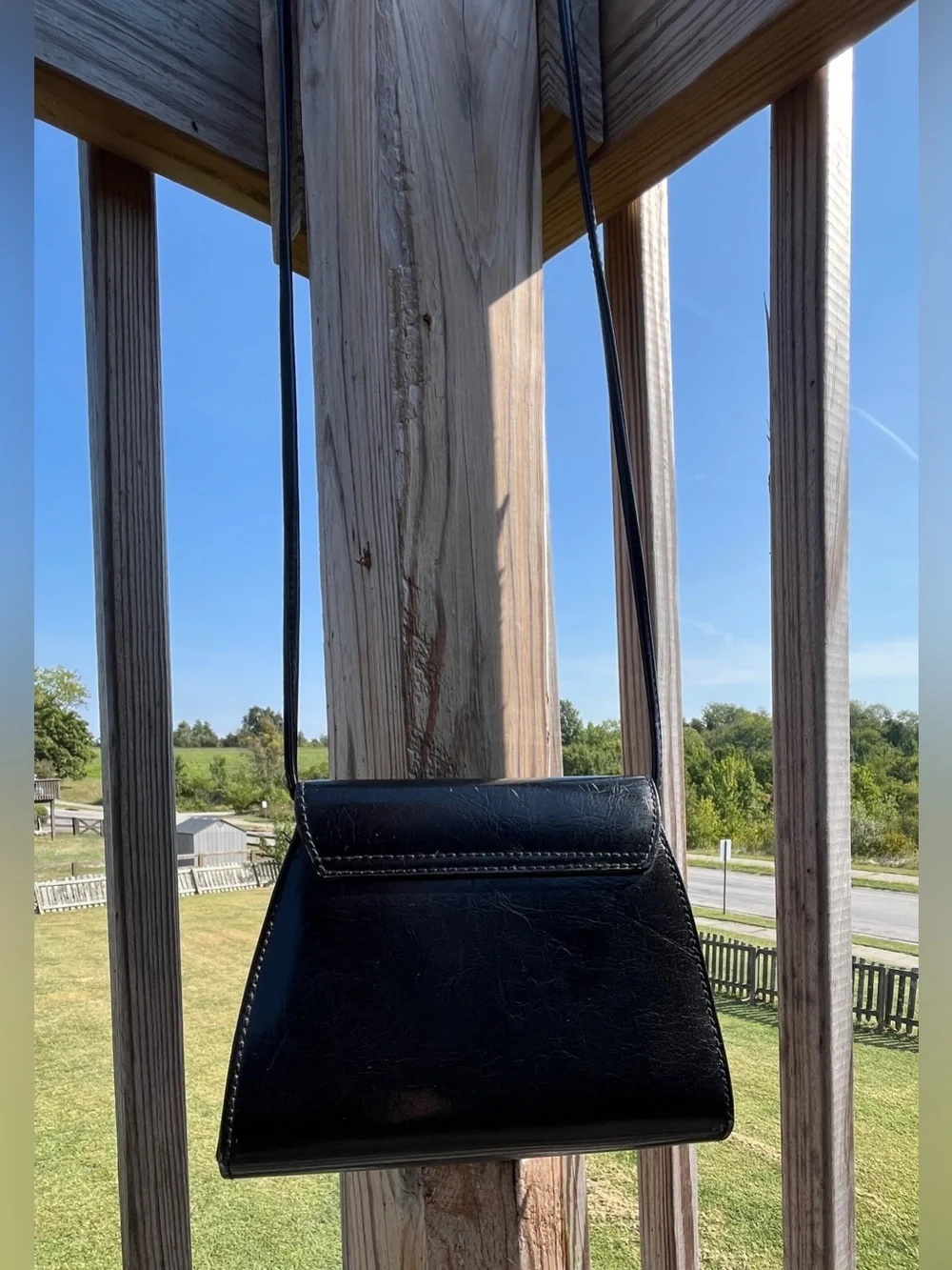 Vintage Sasha 1996 Black Leather Gold Panther Jaguar Crossbody Bag